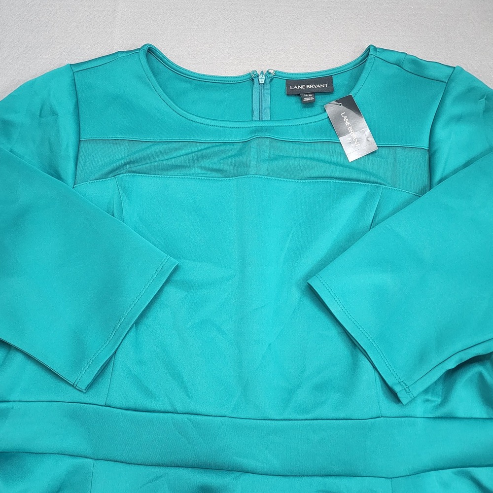 Lane Bryant Fit and Flare Dress Teal Mesh Panel Plus Size‎ 26/28